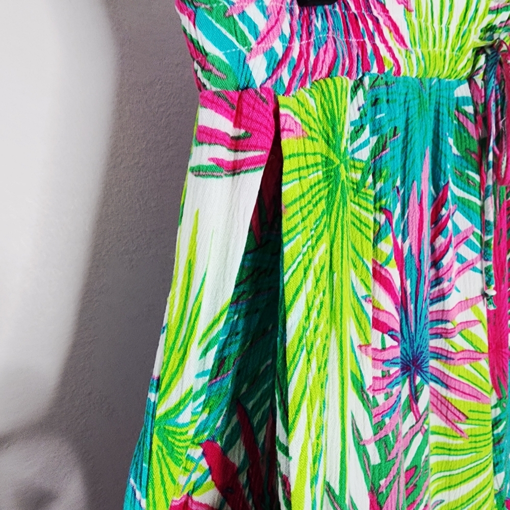 Rose +Olive Tropical Leaf Print Wide-Leg Pants XL - Picture 3 of 16
